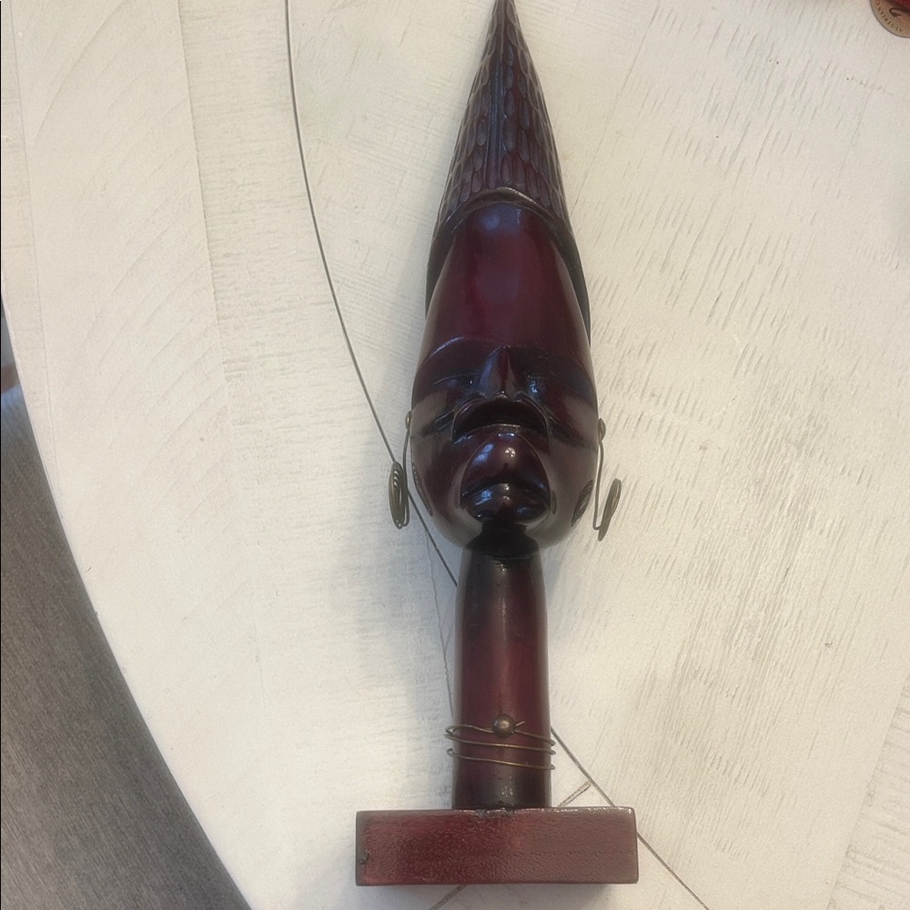 1961 west indies wooden sculpture  with metal jewelry